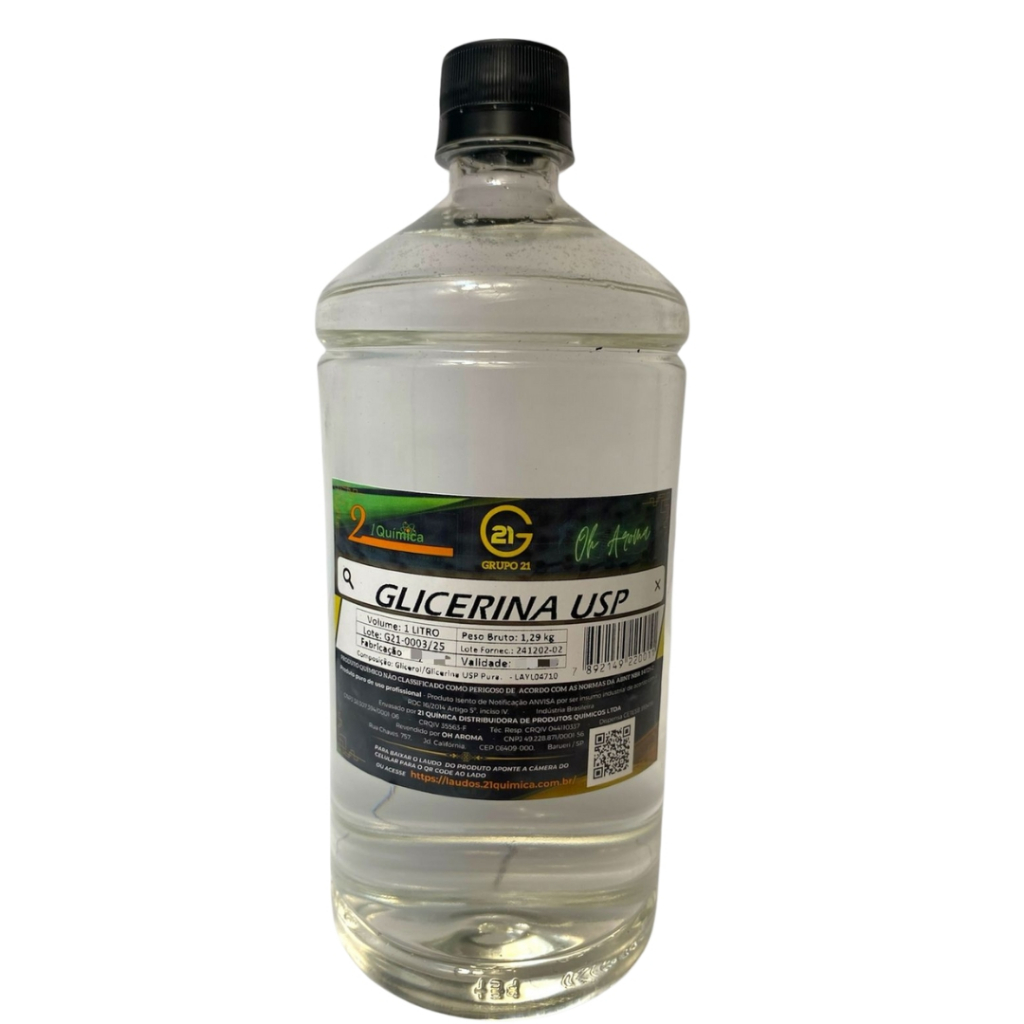 Glicerina Vegetal Usp 1l Pura 100% Cosméticos/farmacêuticos