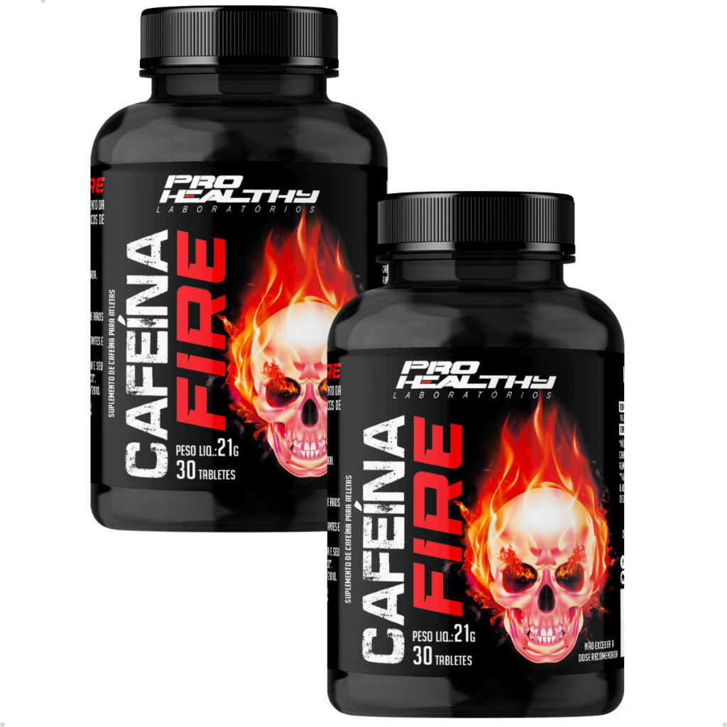 Kit 2 Cafeína Fire 420mg - Potes 30 Tabletes (60 doses) - Pro Healthy