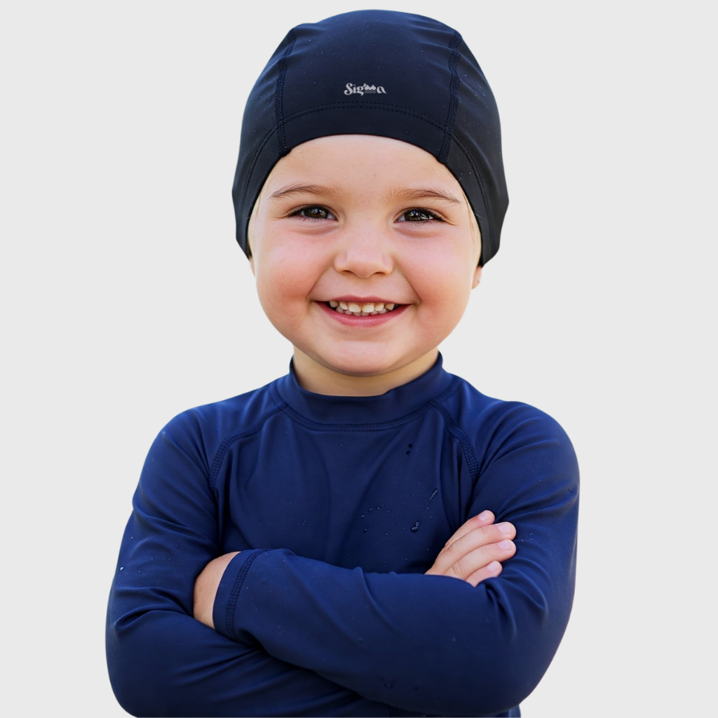 Kit Touca De Natação Infantil Bebes + Blusa Térmica Proteção Solar Uv Manga Longa Natação Moda Praia