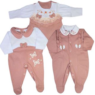Macacão Bebê Longo Menina Malha Bordado Confort em Oferta na Shopee