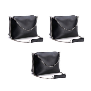 KIT 3 PEÇAS BOLSA FEMININA  BAÚ DE ZIPÉR E ALÇA DE CORRENTE