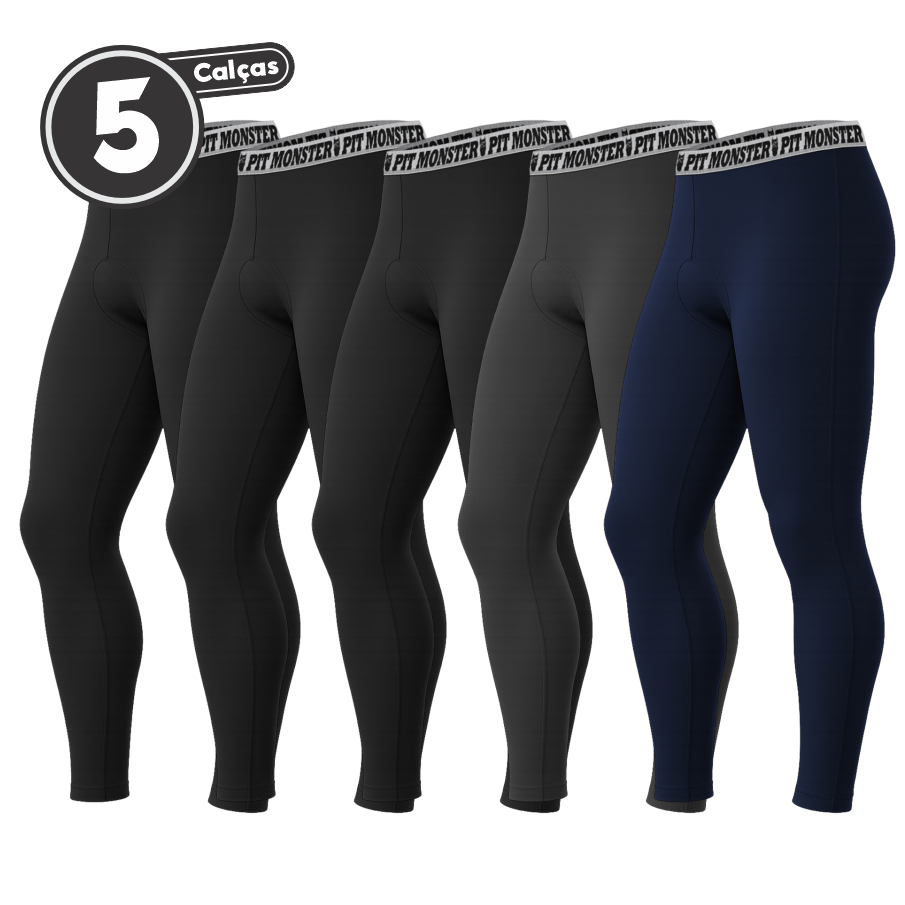 Kit Com 5 Calça Térmica Segunda Pele Esportivo Masculino Microfibra PitMonster em Oferta na Shopee