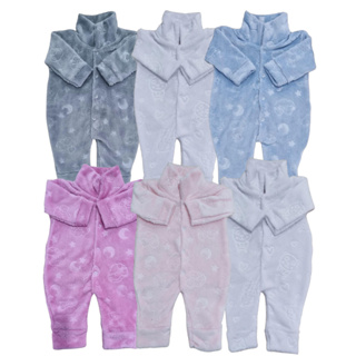 Macacão Bebê Fleece Quentinho em microfibra estampado em Oferta na Shopee