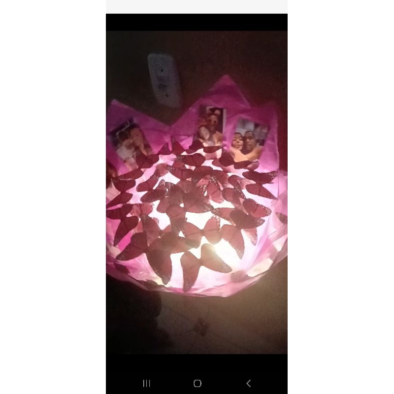 buquê de Borboletas com led mini com 10 boborletas, buquê montado