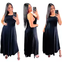 vestido longo alça fina em viscolycra
