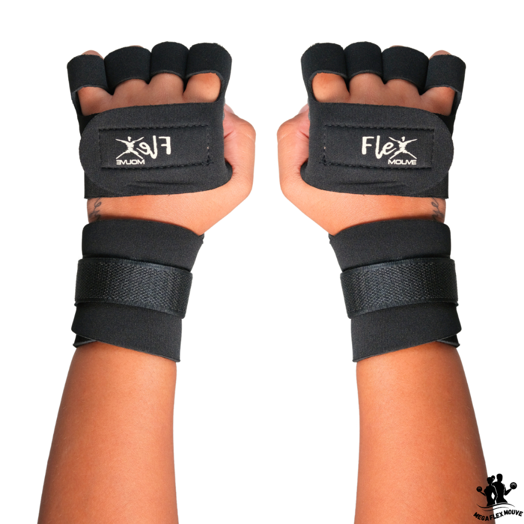 Luva De Academia + Munhequeira Para Musculação Luvas Treino Neoprene Crossfit Fitness Bike Expedição