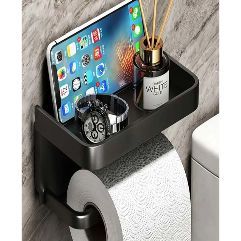 Suporte Papel Higiênico Premium Apoio Para Celular de Banheiro Fixo na Parede Sem Furos em Oferta na Shopee