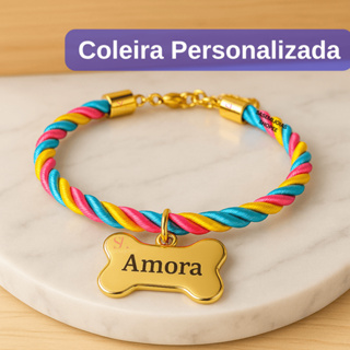 Coleira Rosa de Cachorro com Pingente Nome e Numero Personalizado B4 em Oferta na Shopee