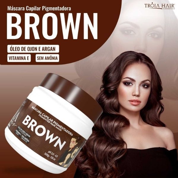 Máscara Capilar Pigmentadora Troia Colors Brown ( Marron ) 500g Cor fantasia - Troia Hair
