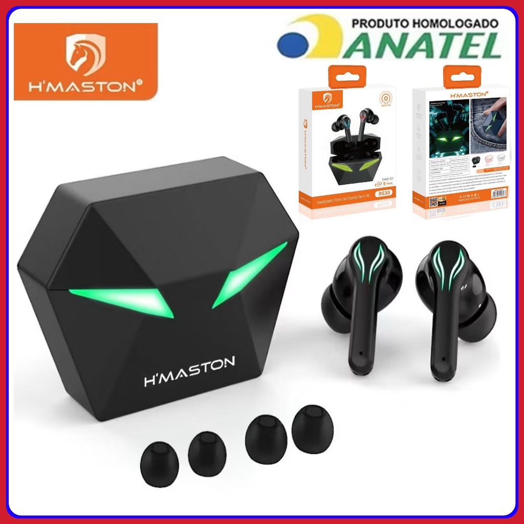 Fone de Ouvido Sem fio Gamer Bluetooth 5.3 com Microphone e Luz Redução de Ruído LED original H'maston  RS-30 B25B em Oferta na Shopee