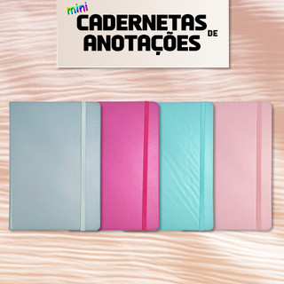 Mini Cadernetas de Anotações A6 (14x09cm) - Estampa Lisa com Capa Dura - 78 Páginas Pauta…