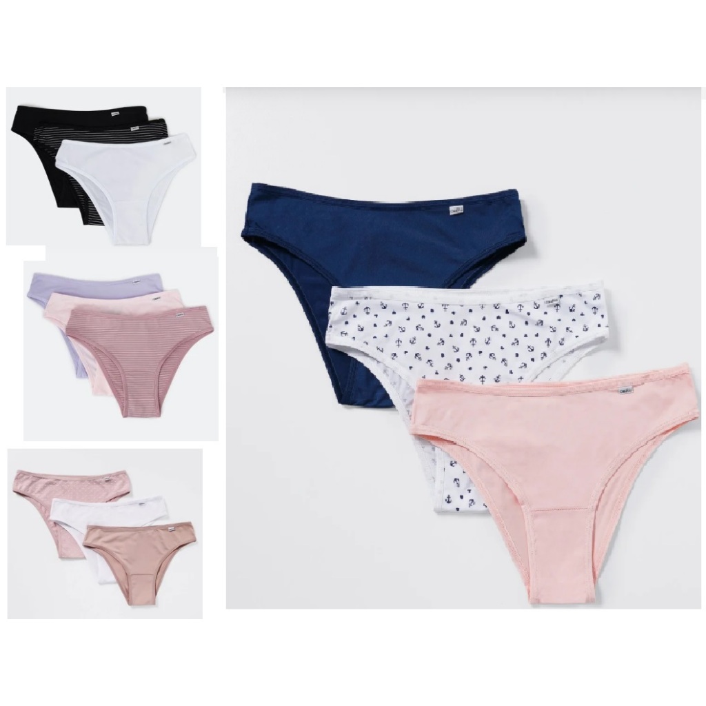Kit 03 Calcinhas Biquíni em Microfibra Feminina DelRio em Oferta na Shopee