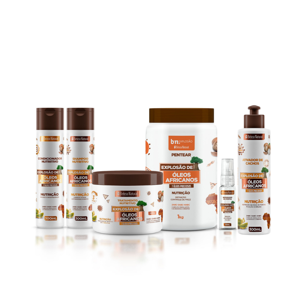 Kit Beleza Natural Linha Completa Explosão de Óleos Africanos bn Cachos