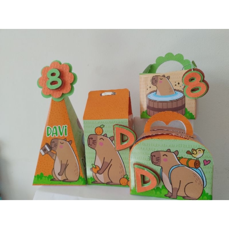 Personalizados Capivara 40 peças lembrancinhas caixinhas de aniversário kit festa