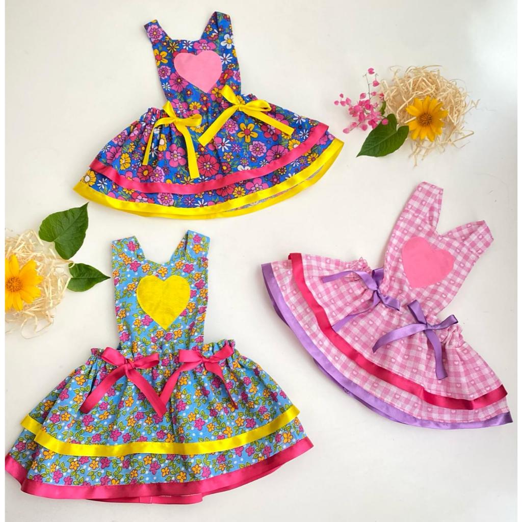 Romper Festa Caipira Bebê Junina Menina Luxo para mesversario, ensaio fotografico