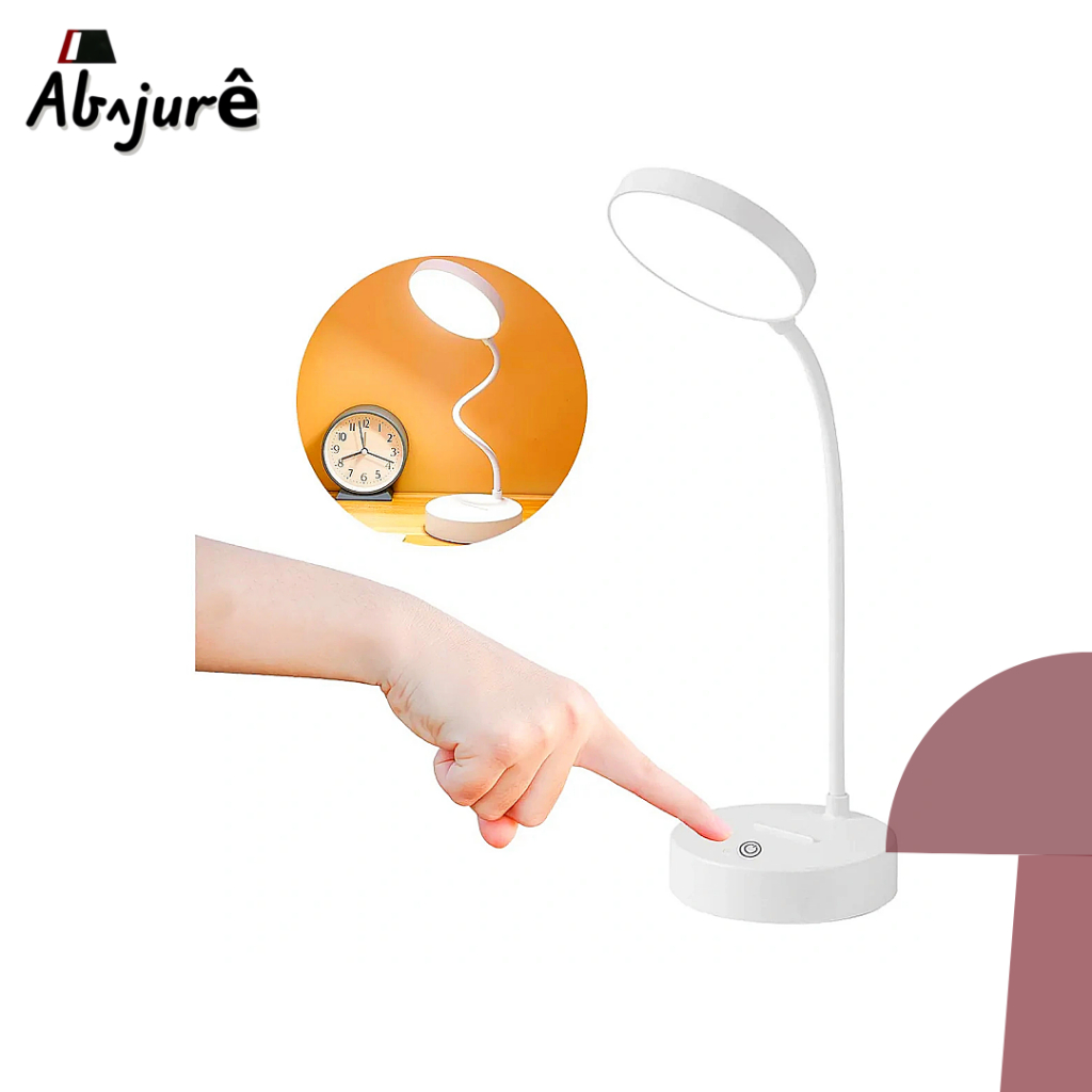 Luminária De Mesa LED Portátil Recarregável USB Abajur De Mesa 3 em 1 Escritório Estudo Le...