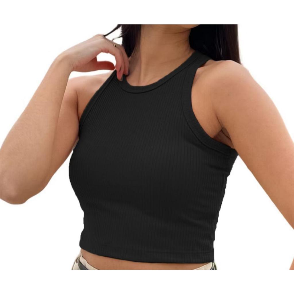 Blusas Regatas feminino Básico canelado Premium cropped Regatinha Blusinha Canelado