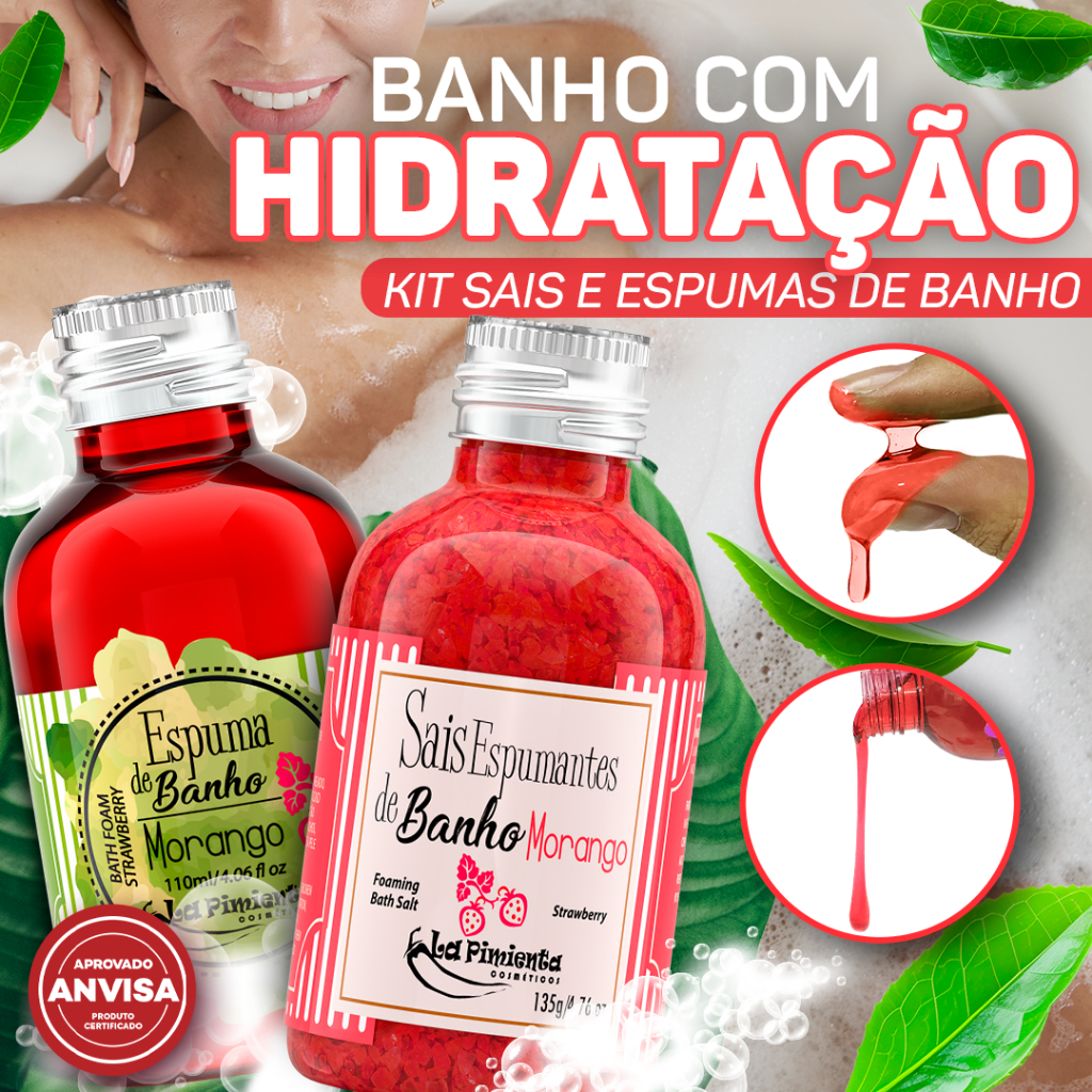 SAIS E ESPUMA DE BANHO PREMIUM RELAXANTE E SENSUAL PARA UM BANHO DE SPA - LA PIMIENTA