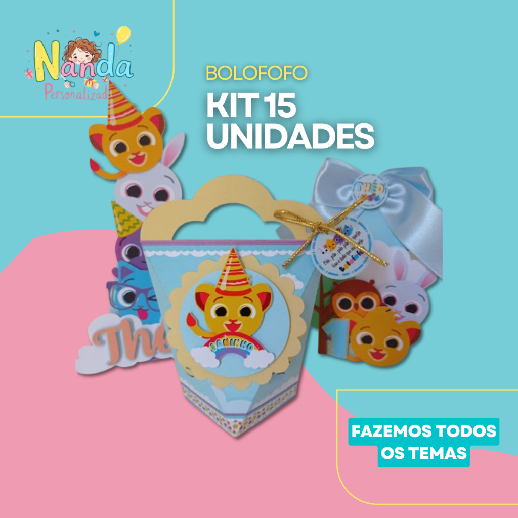 Bolofofos personalizados / lembrancinhas / festa infantil kit 15 unidades tagues 3d  e apliques