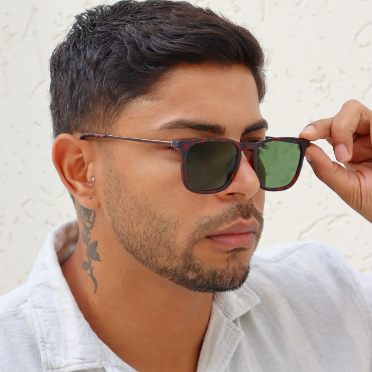 Óculos de Sol Madrid Animal Print Quadrado Premium Clássico Vintage Retrô uv400 Feminino Masculino - Fashion Accessories
