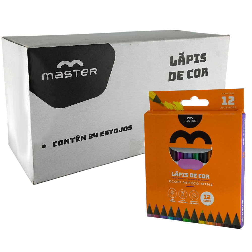 Lápis de cor ATACADO - 24, 30 e 48 caixas com 12 cores - Escolha a quantidade desejada