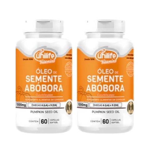 Kit 2 Semente De Oleo De Abobora 60 Caps 1200mg Unilife