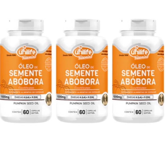 Kit 3 Semente De Oleo De Abobora 60 Caps 1200mg Unilife
