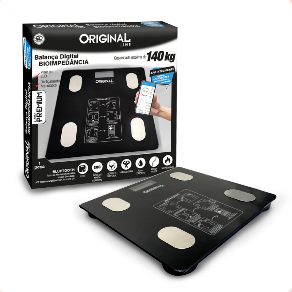 Balança Corporal Original Line Bioimpedância Bluetooth 140Kg Preta