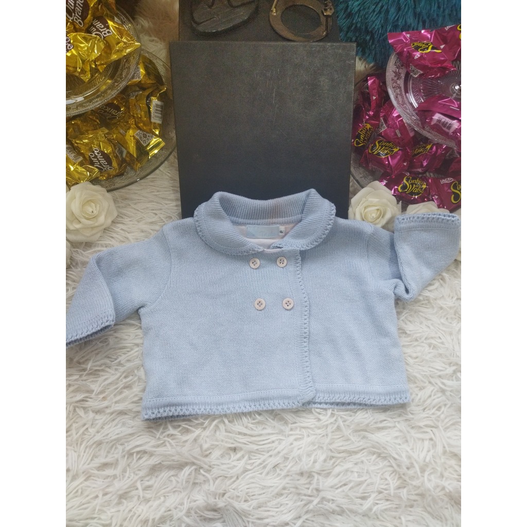 Casaqueto Bebe Masculino, Modelo Manga Longa, Fio, Cor: Azu Bebê, Tam: P, Marca: Bauerbauer1977