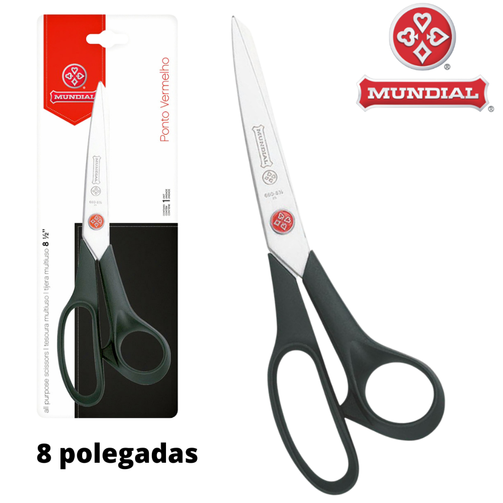 Tesoura P/ Tecido Profissional Mundial Ponto Vermelho 21,6cm