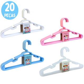 Cabide Infantil Kit 20 Peças Branco Transparente Rosa Azul Roupas de Bebe Criança em Oferta na Shopee