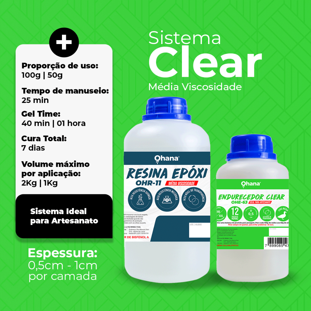 Resina Epóxi Média Viscosidade Ohana 300g