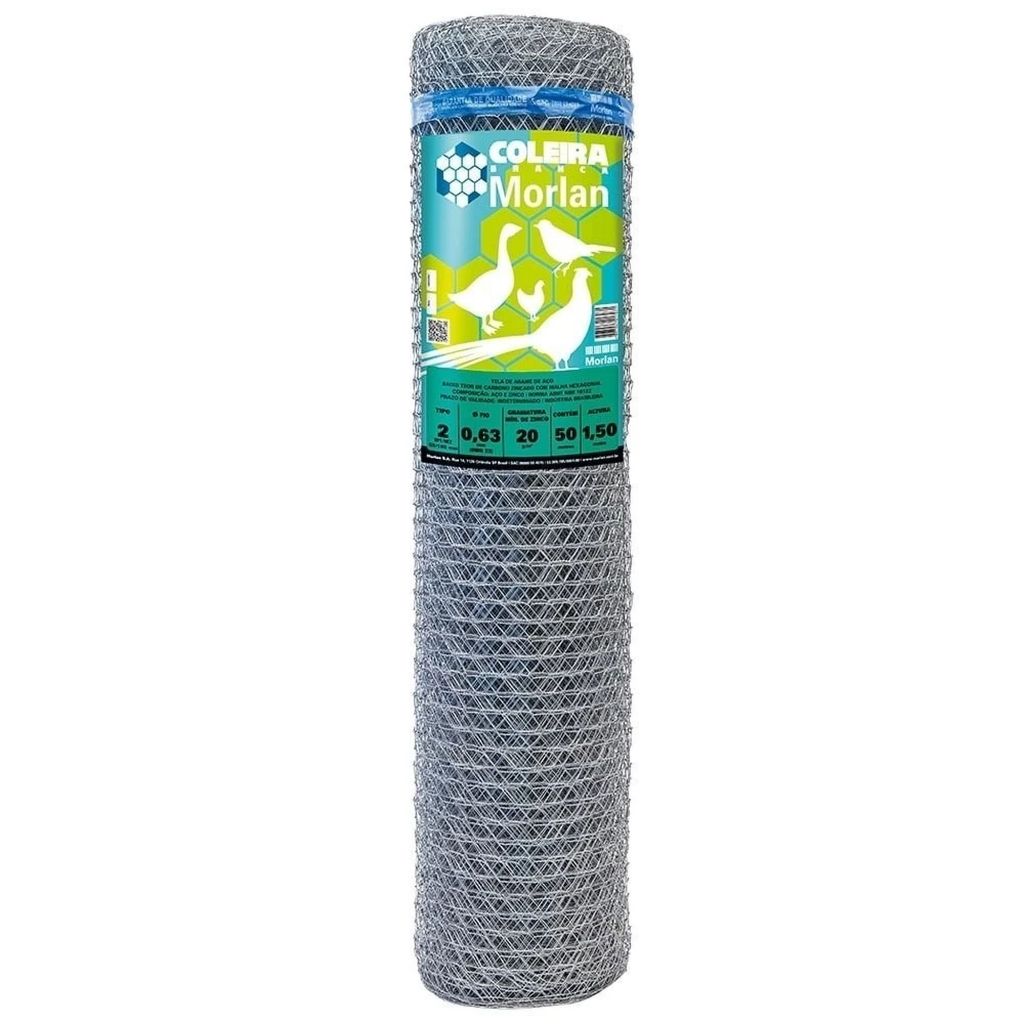 Tela Coleira Branca Morlan para Galinheiro 2" 23x1,50x25m
