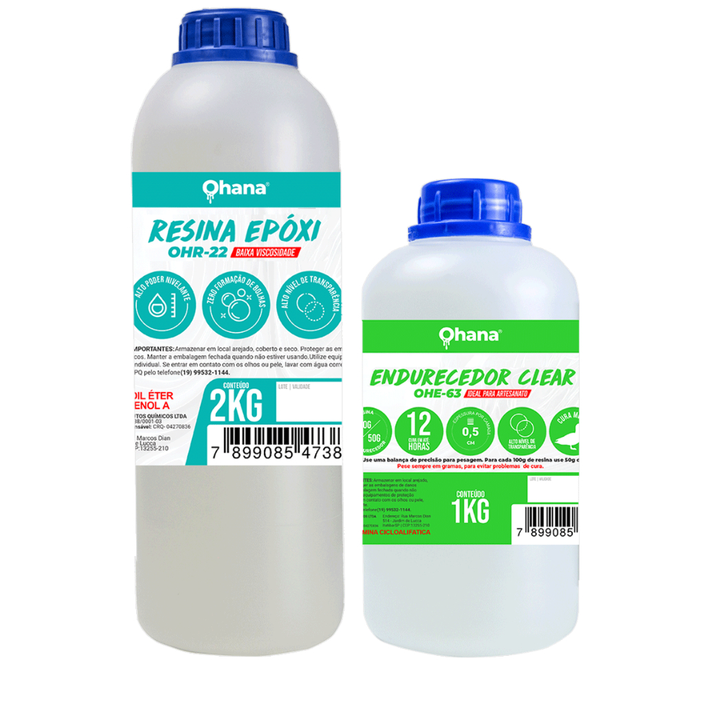 Resina Epoxi Ohana Baixa Viscosidade C/endurecedor Kit 3,0kg em Oferta na Shopee