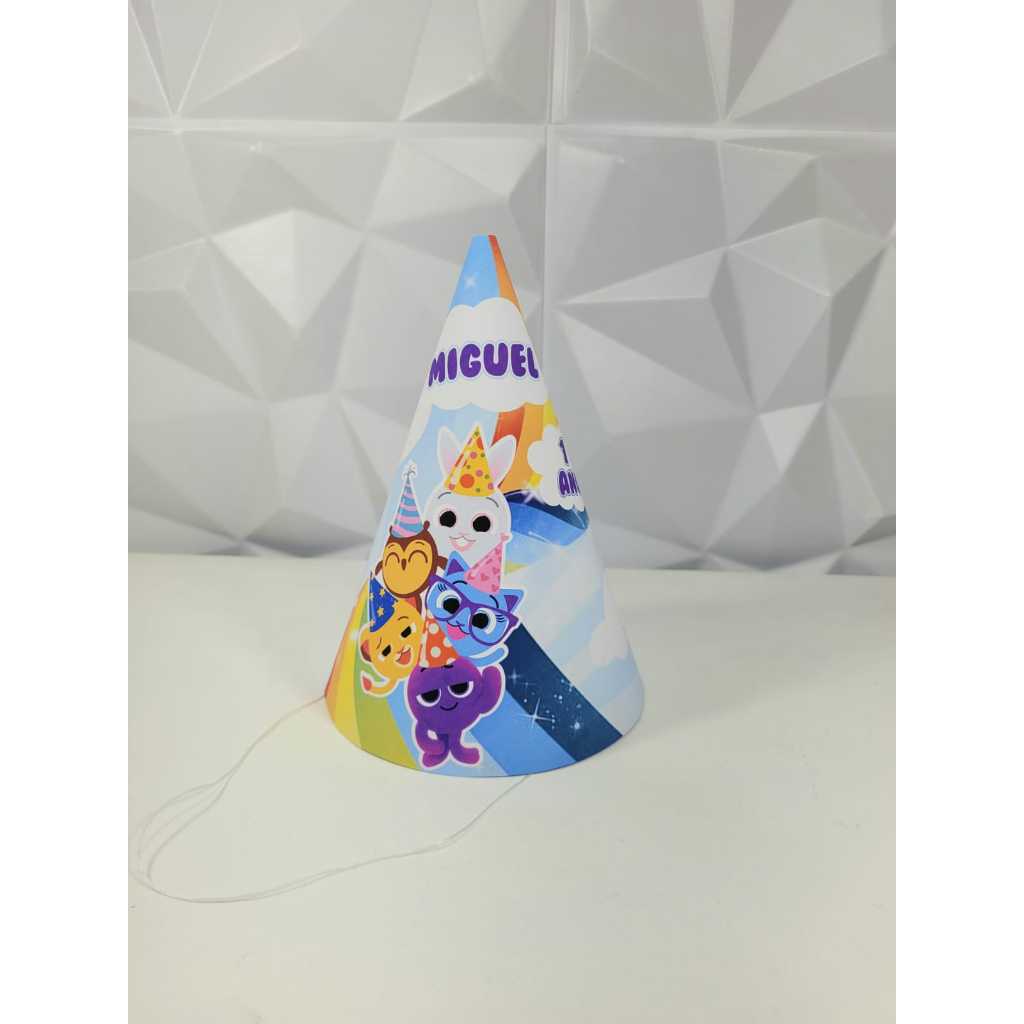 Chapéu de aniversário personalizado bolofofos/ chapeuzinho de aniversário bolofofos/lembrancinhas