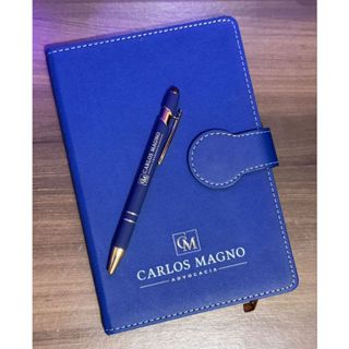 Kit Caneta + Caderneta Sintética com Fechamento Imantado Personalizado em Oferta na Shopee