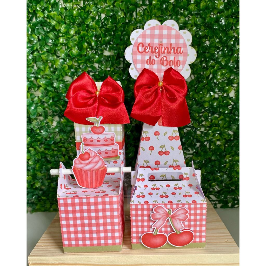 KIT PERSONALIZADO CEREJINHA | ANIVERSÁRIO | FESTA CEREJINHA | PERSONALIZADOS | LEMBRANCINHA | CAIXA MILK