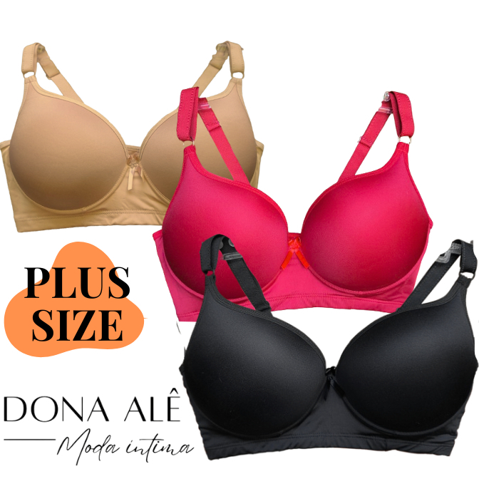 Kit Sutiã Básico Plus Size de Bojo Reforçado de Microfibra em Oferta na Shopee