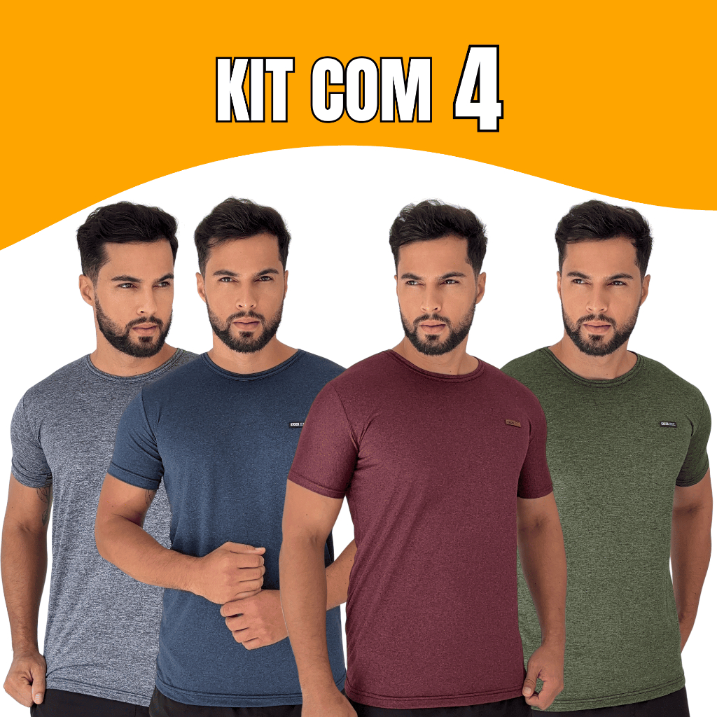 Kit 4 Camisetas Masculina Dry fit Camisa Manga Curta Masculino Gola Redonda Blusa Academia Premium