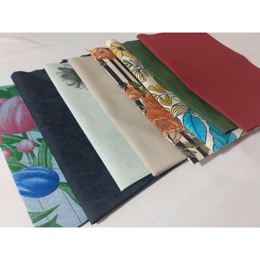 10 unidades de retalhos 60x40cm tecido gorgurinho estampado  e brim liso