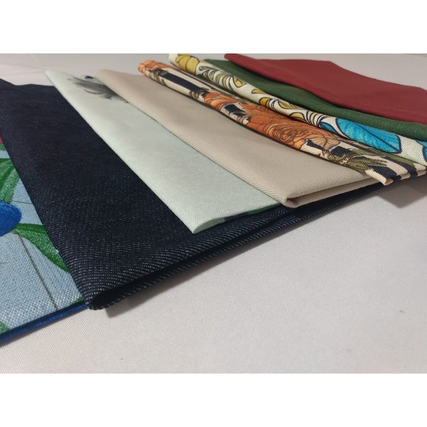 6 Retalhos 60x40cm para artesanatos e tapetes estampado e liso gorgurinho e brim