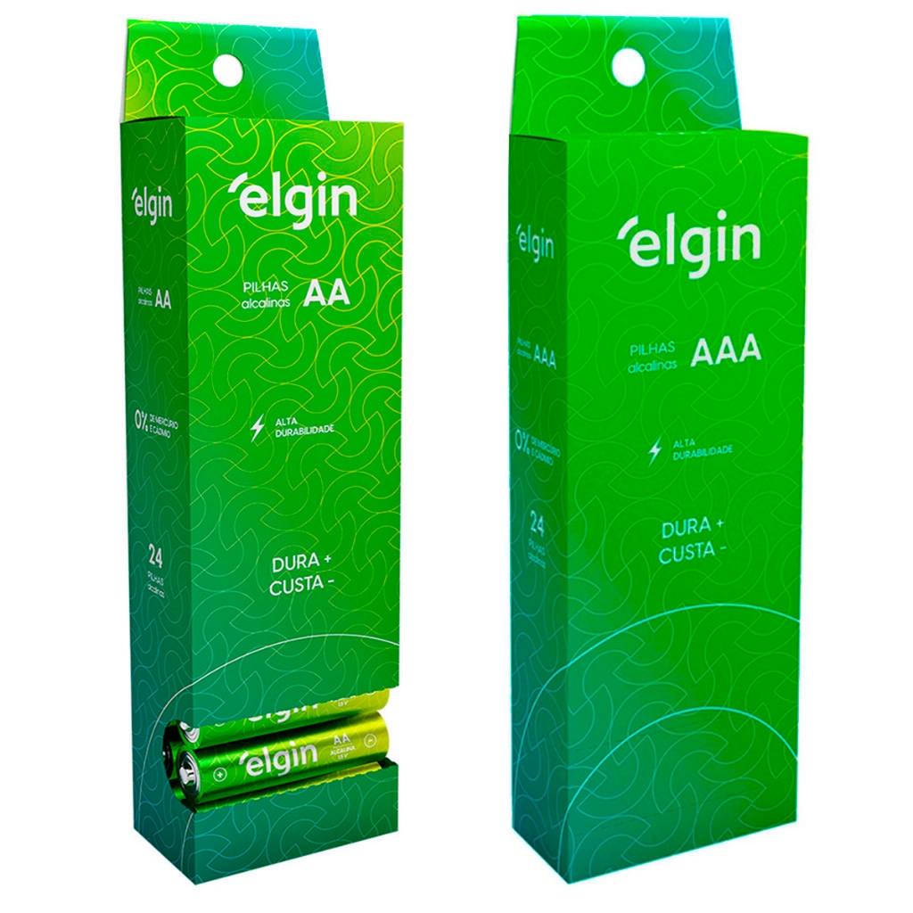 24 Pilhas Elgin Alcalina AA Comum ou AAA Palito 1 ou 2 Tubos Com 24 Unidades em Oferta na Shopee