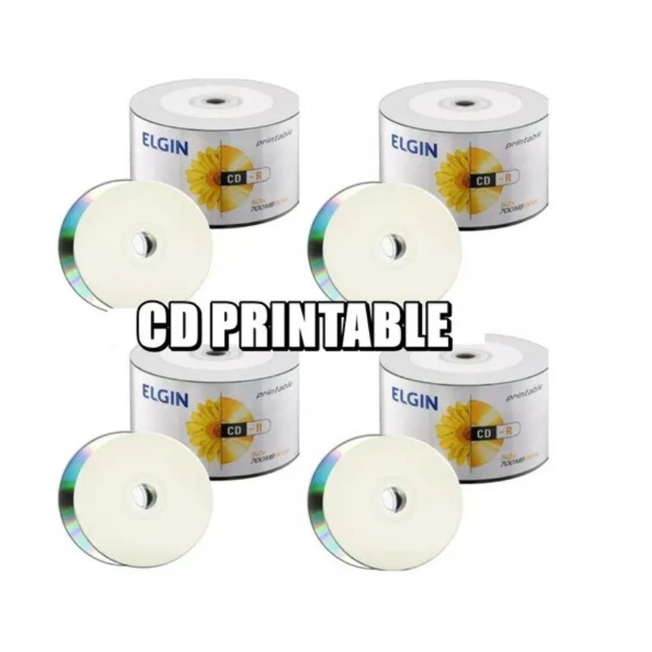 Cd Gravável, Elgin, Printable, Cd-R, 700mb, 80 min, 52x - 5 Unidades Com Envelopes - detalhe