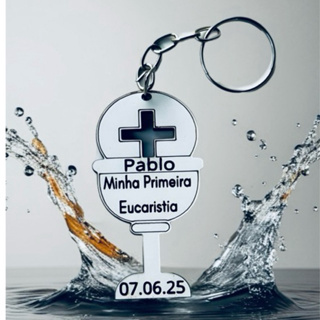 KIT Chaveiro Eucaristia MDF já vão todos montados, festa, igreja, lembrancinhas, igreja BRANCO em Oferta na Shopee