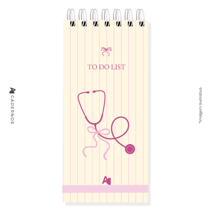 Bloco To Do List Reposicionável Tarefas Estetoscópio Rosa AD Cadernos