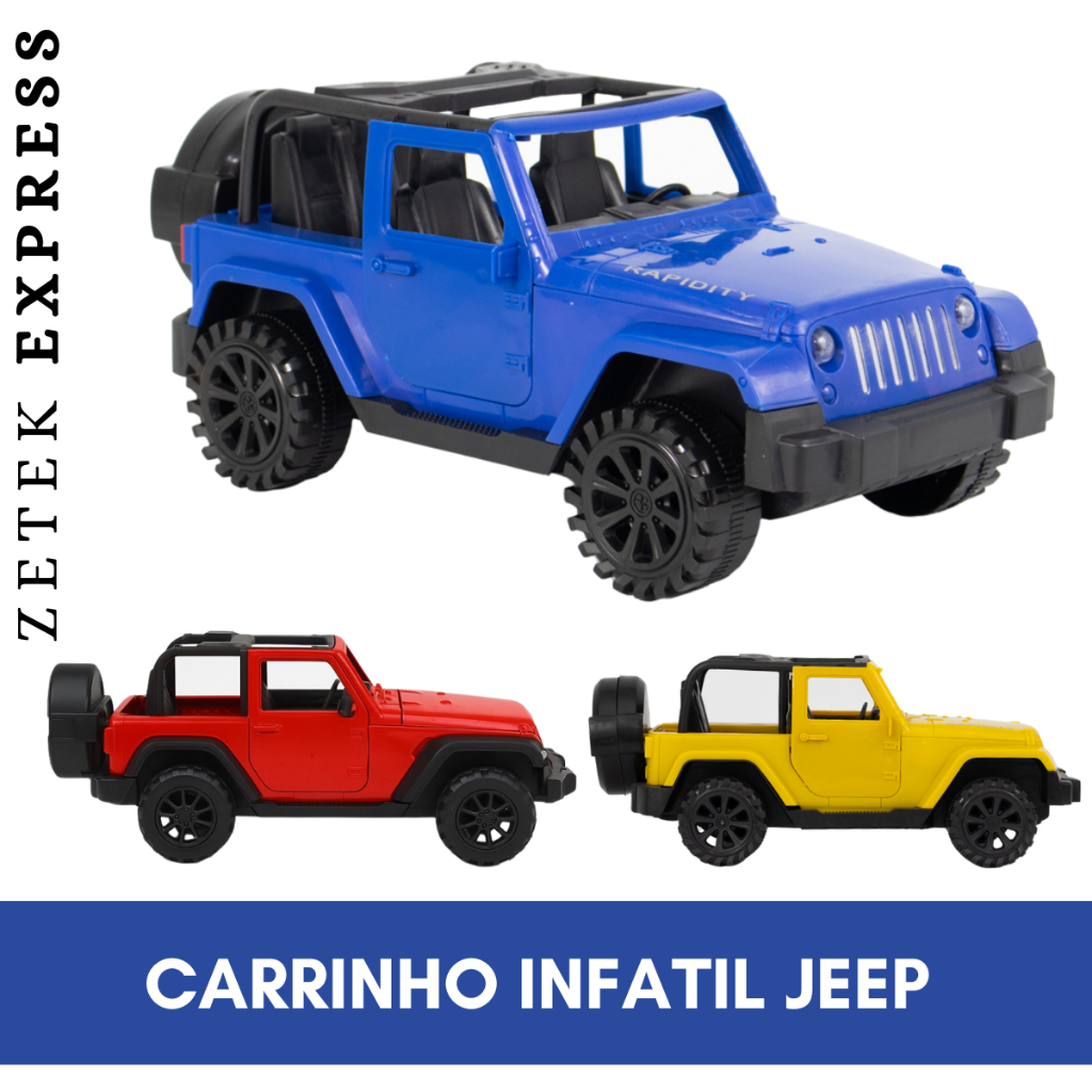 Carrinho Jeep 4x4 Abre Portas Rodas com Fricção Articulada Brinquedos Infantil para Meninos Crianças