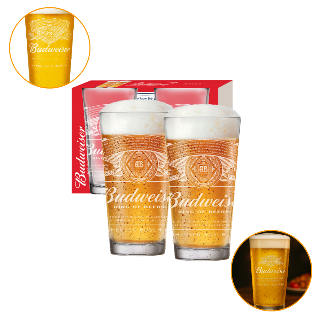 Jogo 2 Copos Vidro Para Chopp Cerveja Budwesier 415 Ml em Oferta na Shopee