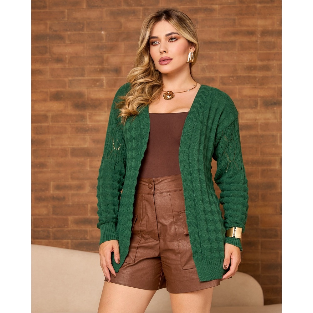 Cardigan Feminino Tricot Casaco Lavinia Inverno Elegante Veste do 38 ao 42