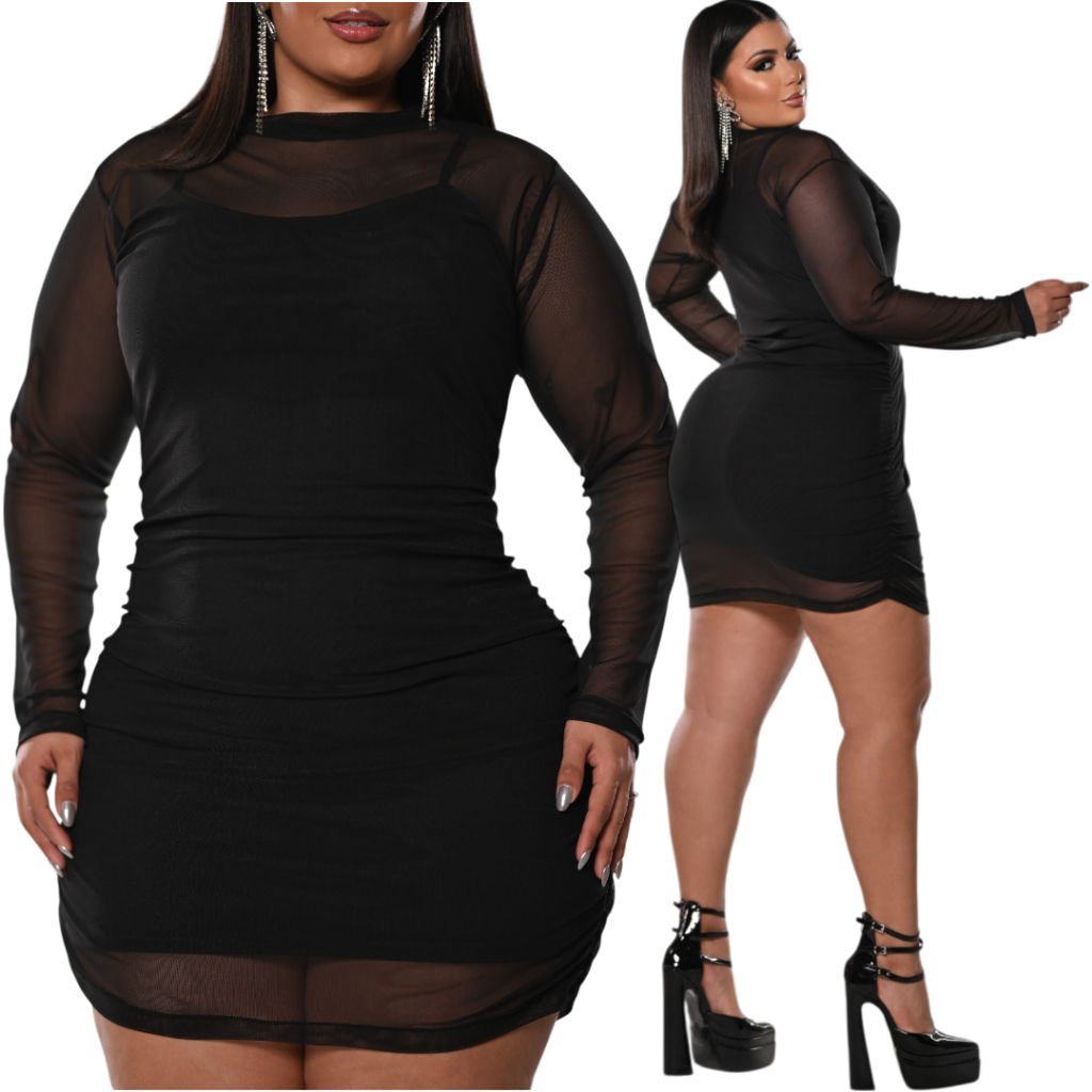 DRAPA PLUS - VESTIDO DE TULE SLIM E PLUS SIZE P AO G3 em Oferta na Shopee