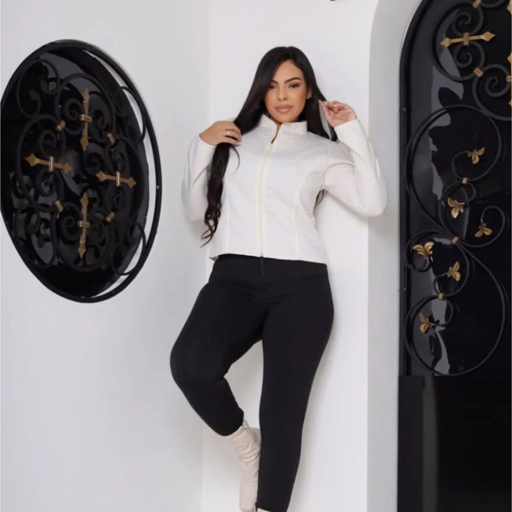 JAQUETA FEMININA METALASSE COM SIPER NA FRENTE GOLA CADETE em Oferta na Shopee